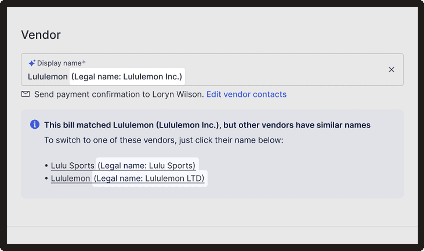 Vendor matching