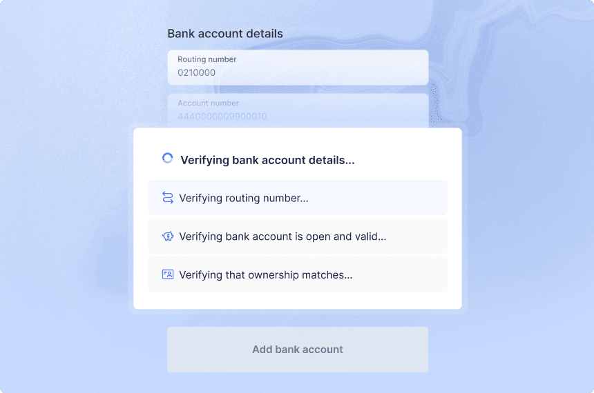 Bank account validation