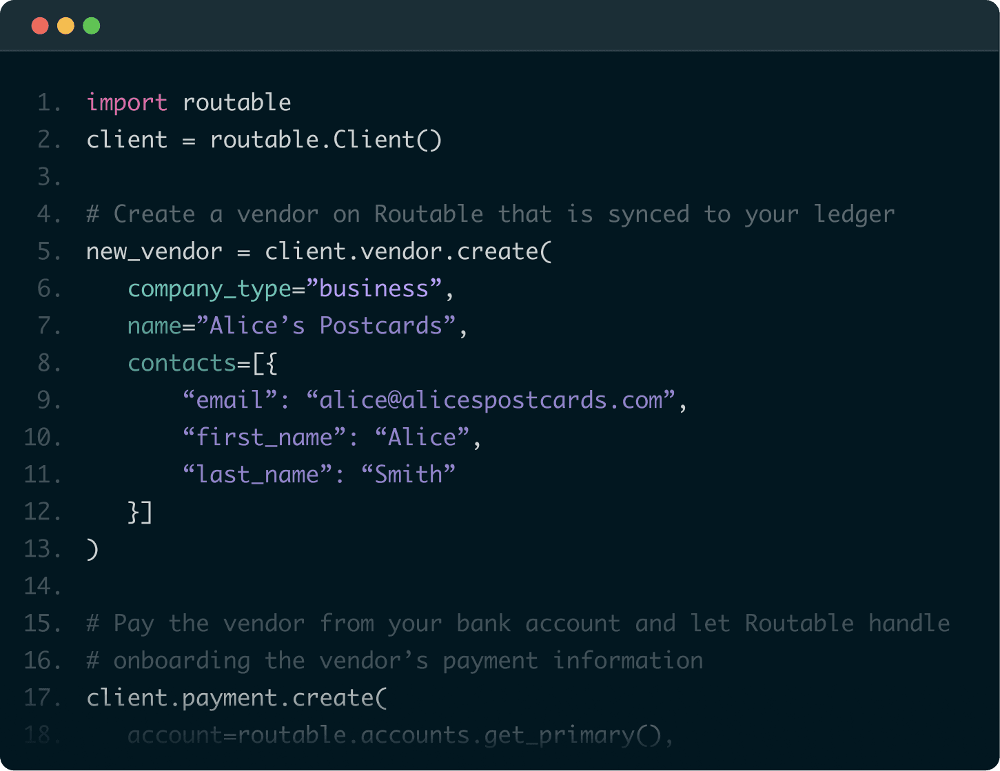 Vendor Payouts Code